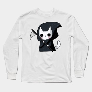 Grim reaper cat drawing Long Sleeve T-Shirt